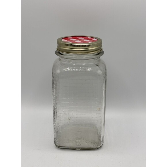 Vintage Square Qt. Jar Waffle/grid Pattern Three Sides Canning/ Coffee Jar - Picture 11 of 11